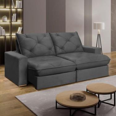 Imagem de Sofá Retrátil e Reclinável 4 Lugares 280cm Pillow Top e Pés em Madeira