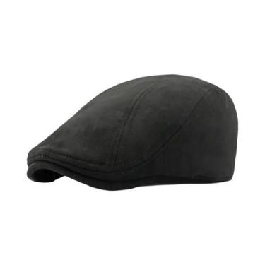 Imagem de Boina Unissex De Camurça Estilo Newsboy Com Aba Reta, Chapéu Casual Vi