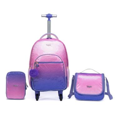 Imagem de Kit Mochila Yupe Escolar Feminina Lancheira Térmica Estojo Lantejoulas-Feminino