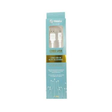 Imagem de Cabo Micro Usb V8 Emborrachado 1.20 Metros Branco Shinka 