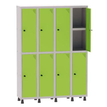 Imagem de Armário Guarda Volume Locker Roupeiro 4 Vãos 08 Portas Com Prateleira 
