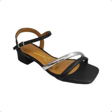 Imagem de Sandalia Social Vizzano Conforto Salto robusto Quadrado 6454, 38, Pret
