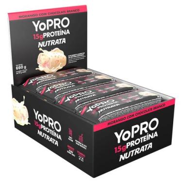 Imagem de YoPRO - 12 Barras 55g Morango com Chocolate Branco - Nutrata