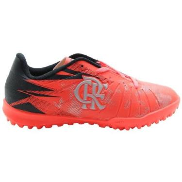 Imagem de Chuteira Society Oxn Flamengo Vision 3 Infantil - Coral/Prata/Preto, T