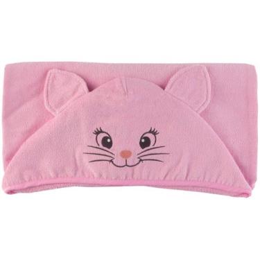 Imagem de Toalha de Banho para Bebê Teka com Capuz - 100% Algodão Kids Gata Rosa
