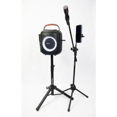 Imagem de Kit Caixa de Som Karaokê Polyvox XK-1  160W RMS com microfones + tripé