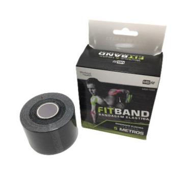 Imagem de Fita Bandagem Funcional Elástica Fitness (Tape) 5m - Preta - MB FIT , 