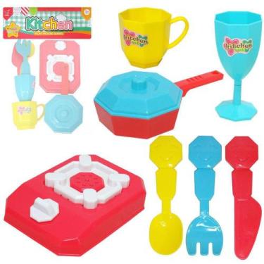 Imagem de Kit cozinha infantil com fogao + frigideira e acessorios kitchen 8 pec