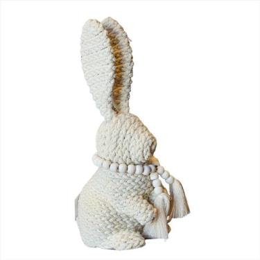 Imagem de Enfeite Coelho Sentado Decorativo Fibra Natural Páscoa 23cm - Florarte