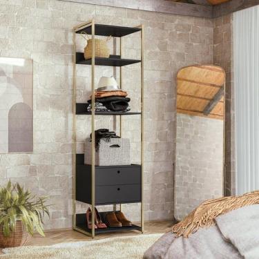 Imagem de Estante para Livros Industrial 2 Gavetas 5 Prateleiras 03 Preto - Oliv