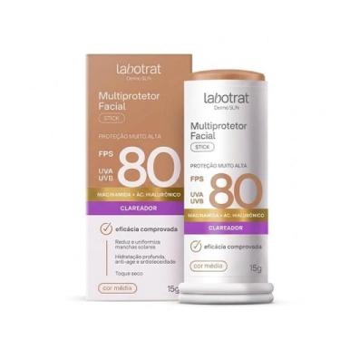 Imagem de Multiprotetor Facial Stick  Labotrat  Dermo Sun  FPS 80  15g  Cor Médi