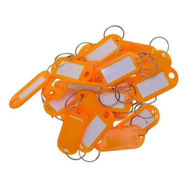 Imagem de dailymall 50 etiquetas de identificação removíveis, etiquetas de chaveiro, etiquetas de anéis, etiquetas de cartão de nome - laranja