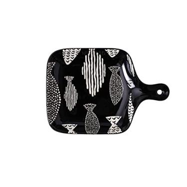 Imagem de Prato de jantar de cerâmica GUIPAIHAI para sala massas bolo de sobremesa pratos de café da manhã assados domésticos com alça única (cor : C)