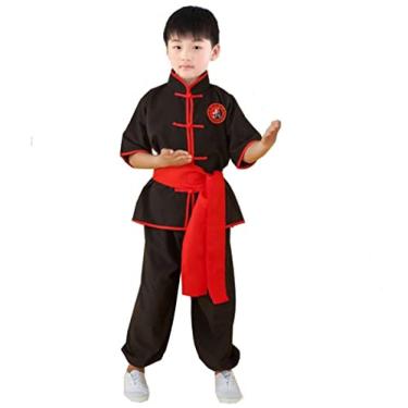 Imagem de JWCN Conjunto de roupa infantil adulto Kung Fu tradicional chinesa para meninos e meninas Wushu traje traje de terno Tai Chi, preto 2,160 (150-160 cm), moderno