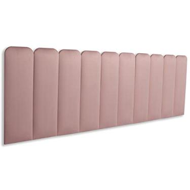 Imagem de Cabeceira King Modulada Arredondada Cama Box 200 cm x 60 Cm Kit 10 Placas Blu Interiores Cor:VELUDO Nude