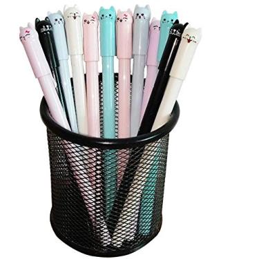 Imagem de sencoo Canetas fofas para meninas Kawaii Pen Cat 0,5 mm gel preto bola ponta para escola material de escritório (12 gatos)
