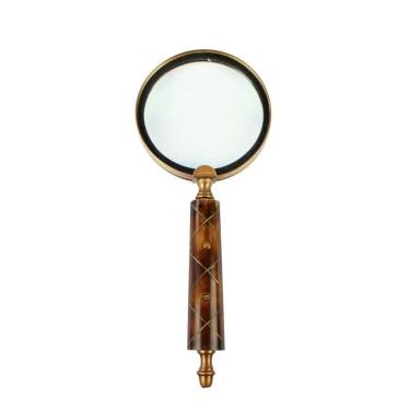 Imagem de Lupa de Aumento Decorativa Bronze com Cabo em Resina Marrom 25,5cm MEI0061 BTC