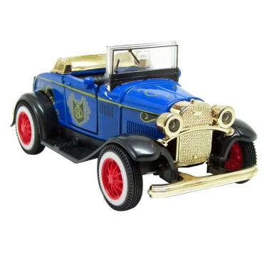 Imagem de Miniatura Carrinho Antigo de Metal Conversível Ford Bigode Azul 1929