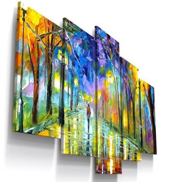 Imagem de Quadros Decorativos Abstrato Pintura City Sala Quarto 