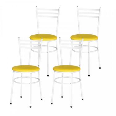 Imagem de 4 Cadeiras Epoxi Branca Para Cozinha Cor: Amarelo