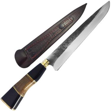 Imagem de Faca Artesanal Gaúcha Churrasco 10` Aço Carbono 1070 Cabos Únicos Modelo Disco de Arado