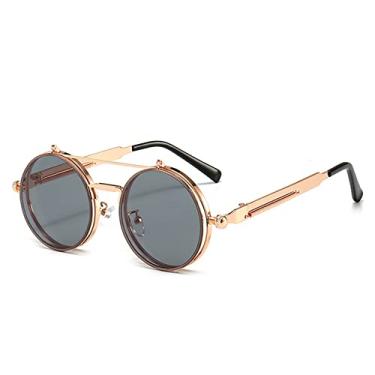 Imagem de Vintage Steampunk Flip Sunglasses Retro Round Metal Frame Double Beam Sun Glasses for Men Women Punk Glasses Oculos,3,China