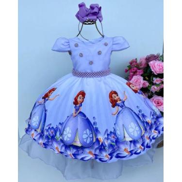 Vestido Princesa Sofia luxo aniversario temático com saiote tule