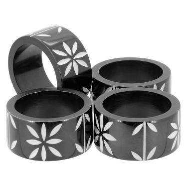 Imagem de HOME&CO CHINUE ANEL GUARDANAPO 3x5x5cm OSSO PRETO 4PÇ