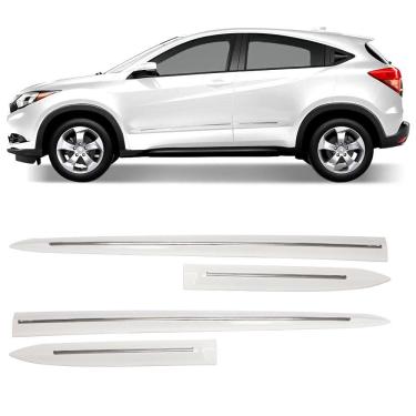 Imagem de Jogo Friso Lateral Honda HR-V 2016 2017 2018 2019 2020 2021 2022 Branco Estelar com Filete Cromado