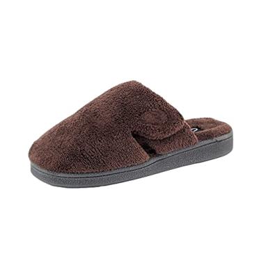 Imagem de Clarks Chinelo feminino aberto nas costas macias JMS0782T - Fecho ajust vel - Pantufas para casa ao ar livre para mulheres, Marrom escuro, 6