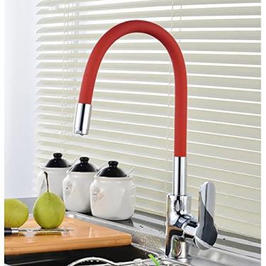 Imagem de Latão Sílica Gel Nariz Qualquer Sentido Torneira de Cozinha Giratória Misturador Água Fria e Quente Torneira Cozinha Torneiras Monocomando,vermelho,China