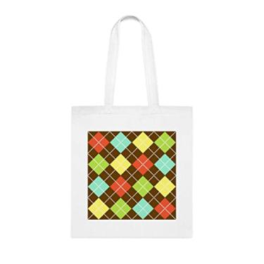 Imagem de Sacola padrão Argyle, presente padrão Argyle, bolsa de ombro padrão Argyle, sacos reutilizáveis padrão Argyle, ideia de presente de cesta de Natal de aniversário, presente para ela,
