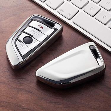 Imagem de CSHU Porta-chaves em TPU macio capa para porta-chaves do carro Bolsa para chaves em anel, adequado para BMW X5 F15 X6 F16 G30 7 Série G11 X1 F48 F39, prata