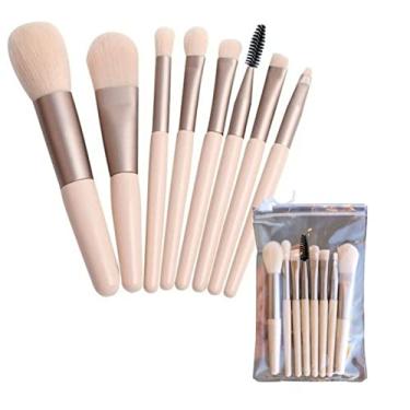 Imagem de Kit 8 Pincéis de maquiagem + Estojo Transparente Para Viagem (Cores Aleátorias)