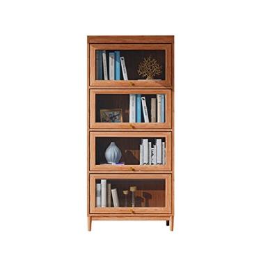 Imagem de KIZQYN Estante de livros porta de vidro estante armário escritório estudo sala de estar quarto armário de armazenamento estante (cor: A, tamanho: 80cm)