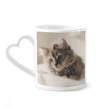 Imagem de Caneca de fotografia de gato cinza animal gatinho caneca de café cerâmica copo de coração de vidro