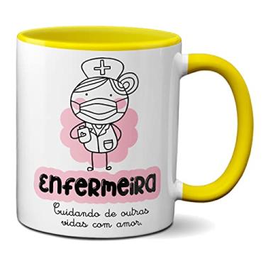 Imagem de Caneca Enfermeira Cuidando De Outras Vidas Com Amor Presente (Amarela)