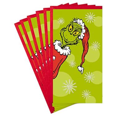 Imagem de Hallmark Pacote de porta-cartões de presente ou dinheiro de Natal, The Grinch (6 cartões de Natal com envelopes)
