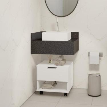 Imagem de Gabinete Para Banheiro Com Rodízios 45cm 1 Gaveta 1 Nicho Etta Estilar