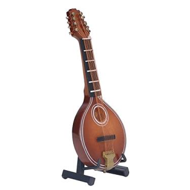 Imagem de Tgoon Mini instrumentos, 8 cordas elegante modelo bandolim ornamento economia de espaço requintado com suporte para decoração de coleção instrumentos musicais para adultos instrumento de viola