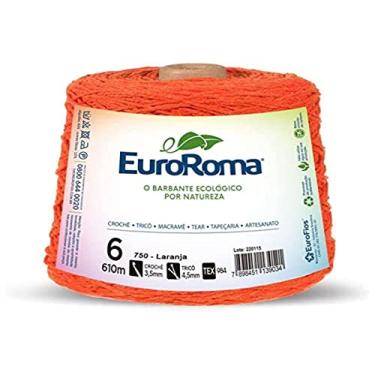 Imagem de Barbante Colorido, Euroroma, 600 g, Laranja, 4/6 Fios, Rolo de 610 Metros