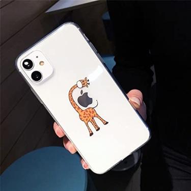 Imagem de Estojo transparente bonito de animal de desenho animado para iPhone 13 Pro Max 12 Mini 11 X XS XR 7 8 Plus Casal Capa TPU transparente e macia, T1, para iPhone 5 5S SE