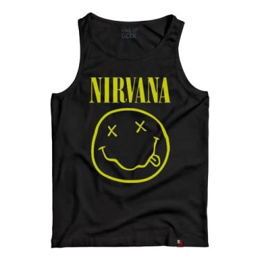 Imagem de Camiseta Regata Nirvana Logo Banda Rock Clássicos Anos 80 Tamanho:M;Cor:Preto