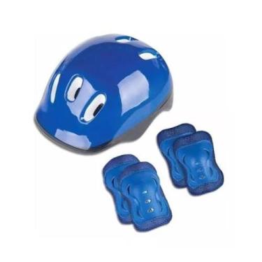 Imagem de Kit Proteção Infantil Capacete Patins Skate Bicicleta Azul - Fenix
