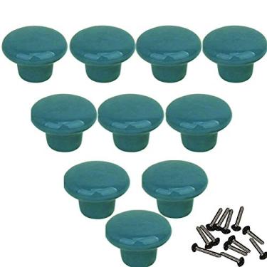 Imagem de Puxador redondo de cerâmica Mallofusa de 32 mm para gaveta de cozinha, armário, guarda-roupa, 32mm, 10pcs Blue