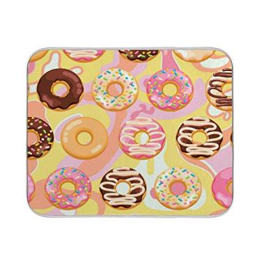 Imagem de Tapete de secagem de louça para balcão de cozinha 45,72 x 60,96 cm Delicioso Fresh Sweet Donut Absorvente Escorredor de pratos Escorredor de louças