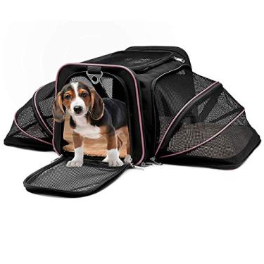 Imagem de Bolsa Pet Expansível para Transporte em Avião Cães e Gatos Ventilada até 14kg Tela Arejada e Tapete Removível - Duke & Dixie