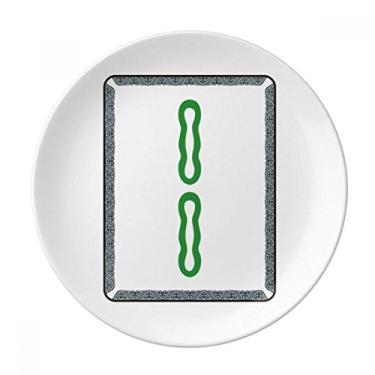 Imagem de Mahjong Bambu Bar 2 azulejos Padrão Placa Decorativa Porcelana Salver Prato de Jantar