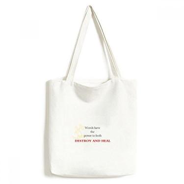 Imagem de Bolsa de lona com citação "Words Have Power to Heal Blessing", bolsa de compras casual