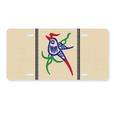 Imagem de DIYthinker Mahjong Barra de bambu 1 azulejo padrão placa de licença decoração de carro acessório de aço inoxidável
